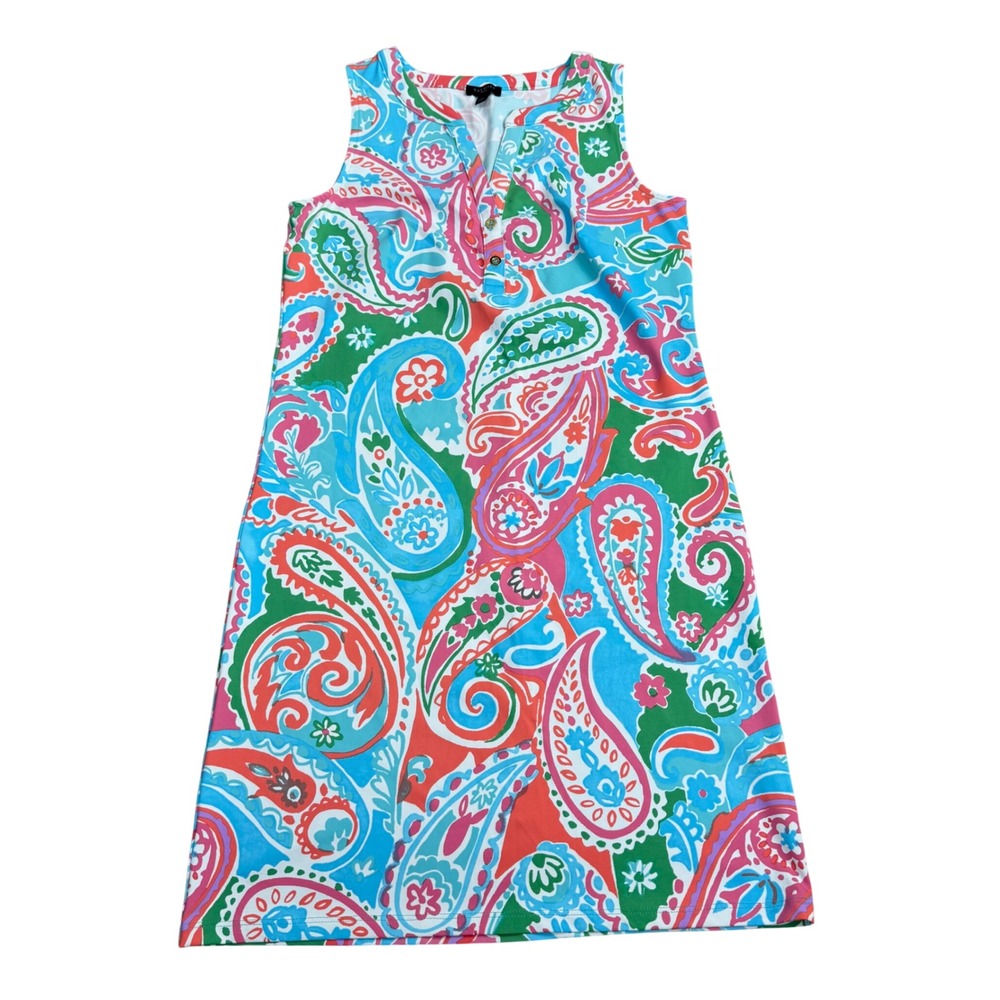 Talbots Paisley Sleeveless Shift Dress Womens Size Petite P Small